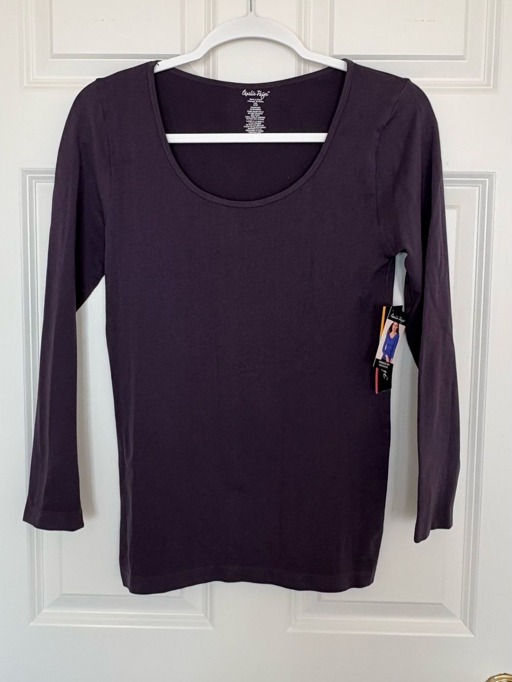 Charlie Paige Long Sleeve Scoop Neck Top - Plum